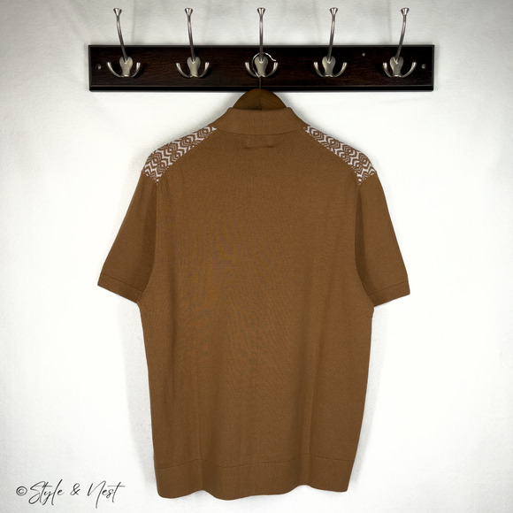 Ben Sherman Knitted Cozy Relaxed Polo Toasted Coconut Men's Medium NWT $109 - Picture 7 of 7